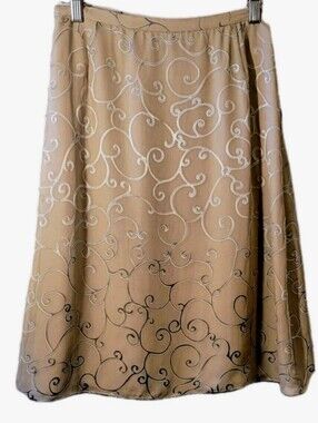 Vintage Emanuel Ungaro Silk Blend Skirt Embroidered Size 6/40 Petite Side Slit